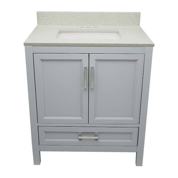Nevado 31 in. W x 22 in. D x 36 in. H Bath Vanity in Gray with Quartz Stone Galaxy White Top with White Basin