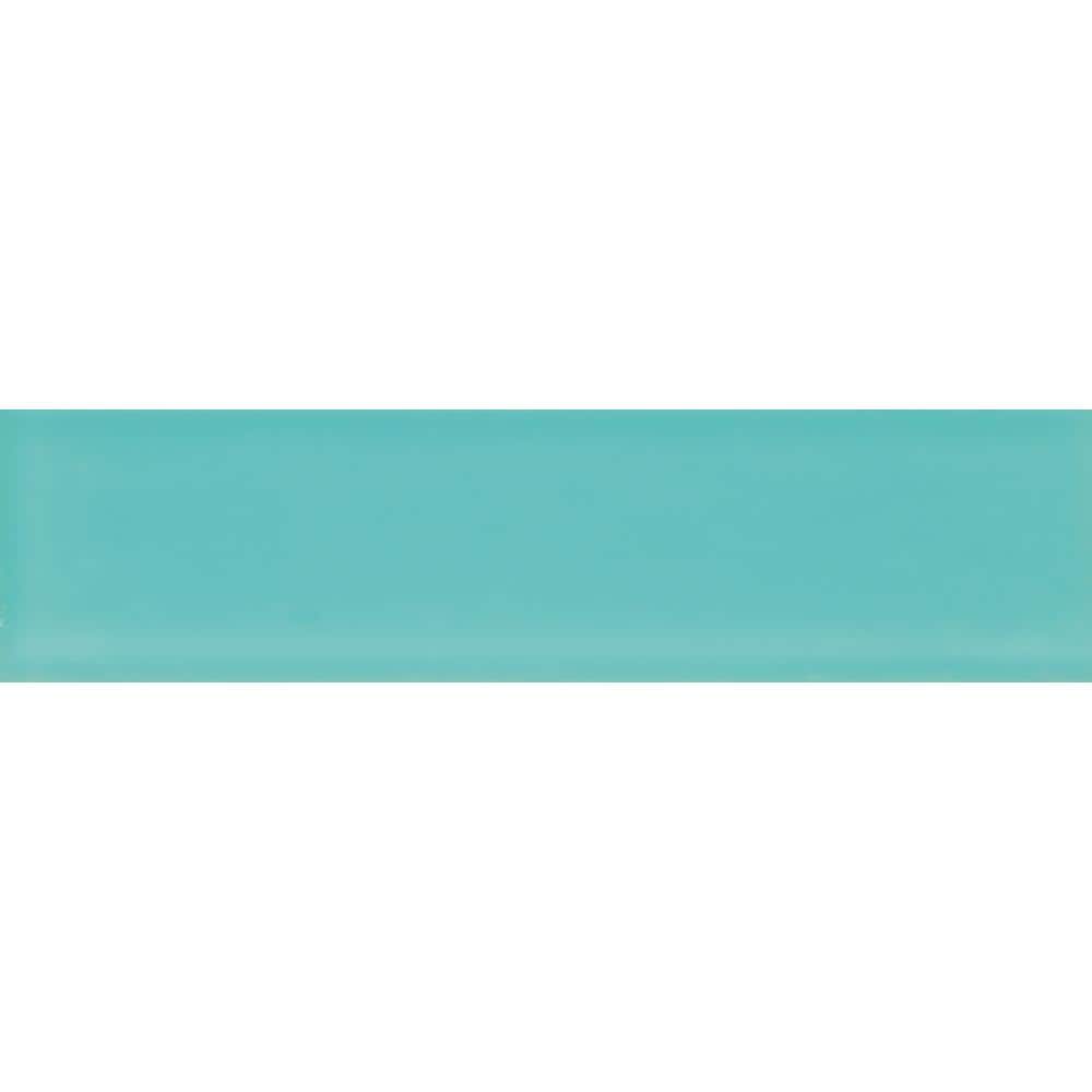 Aqua 3 in. x 12 in. Matte Finished Glass Mosaic Tile Sample (0.25 sq. ft./Piece) price history on PriceWatchPro