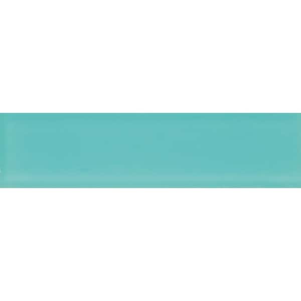 Apollo Tile Aqua 3 in. x 12 in. Matte Finished Glass Mosaic Tile Sample (0.25 sq. ft./Piece)