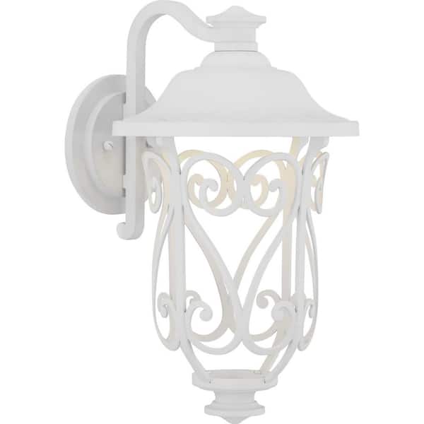 Progress Lighting Leawood LED Collection 1-Light White Transitional Outdoor Medium Wall Lantern Light