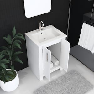 Austin 24 in. W x 20 in. D Bath Vanity in White with Acrylic Vanity Top in White with White Basin