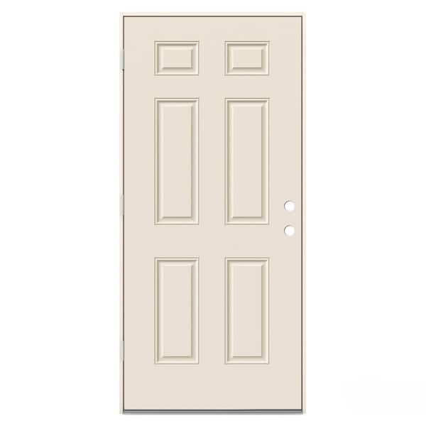 JELD-WEN 32 in. x 80 in. 6-Panel Primed Right-Hand Outswing Steel Prehung Front Door