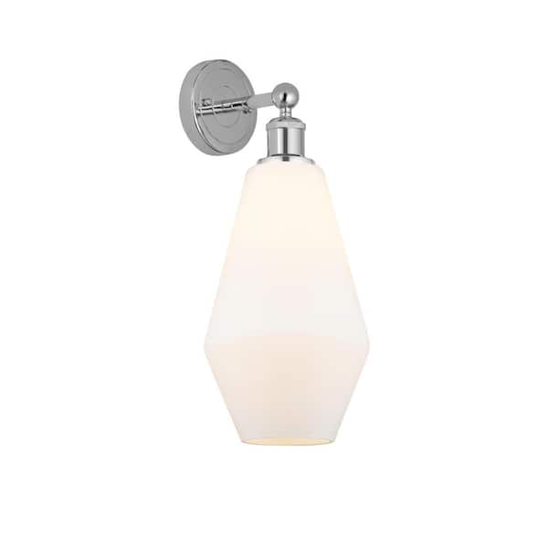Cindyrella 1-Light Polished Chrome, Cased Matte White Wall Sconce with White Glass Shade