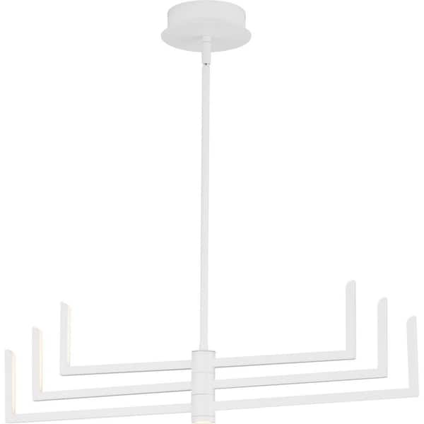Progress Lighting Pivot LED Collection 6-Light Satin White Frosted Glass LED Modern Chandelier Light