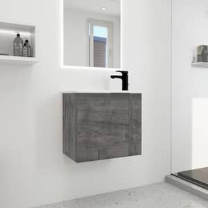22 in. W x 13 in. D x 19.7 in. H Floating Bathroom Vanity with Ceramic Top Soft Close Door in Gray