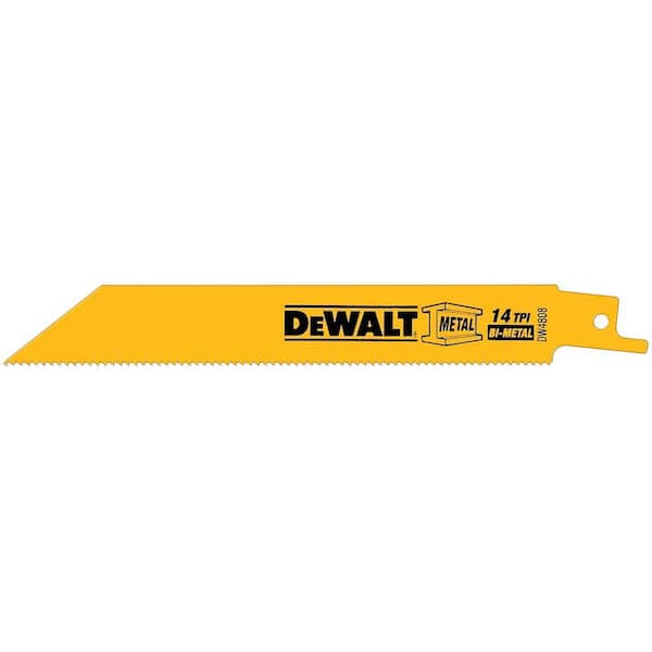 DEWALT 6 in. 14 TPI Straight Back Bi-Metal Reciprocating Saw Blade (2-Pack)