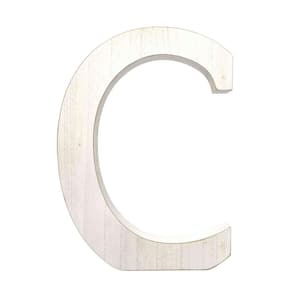 Large 15.75 in. Free Standing Distressed White Wash Decorative Monogram Wood Letter (C)