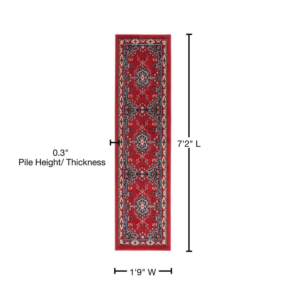 Claret Elegance 22" Washable Synthetic Runner Rug