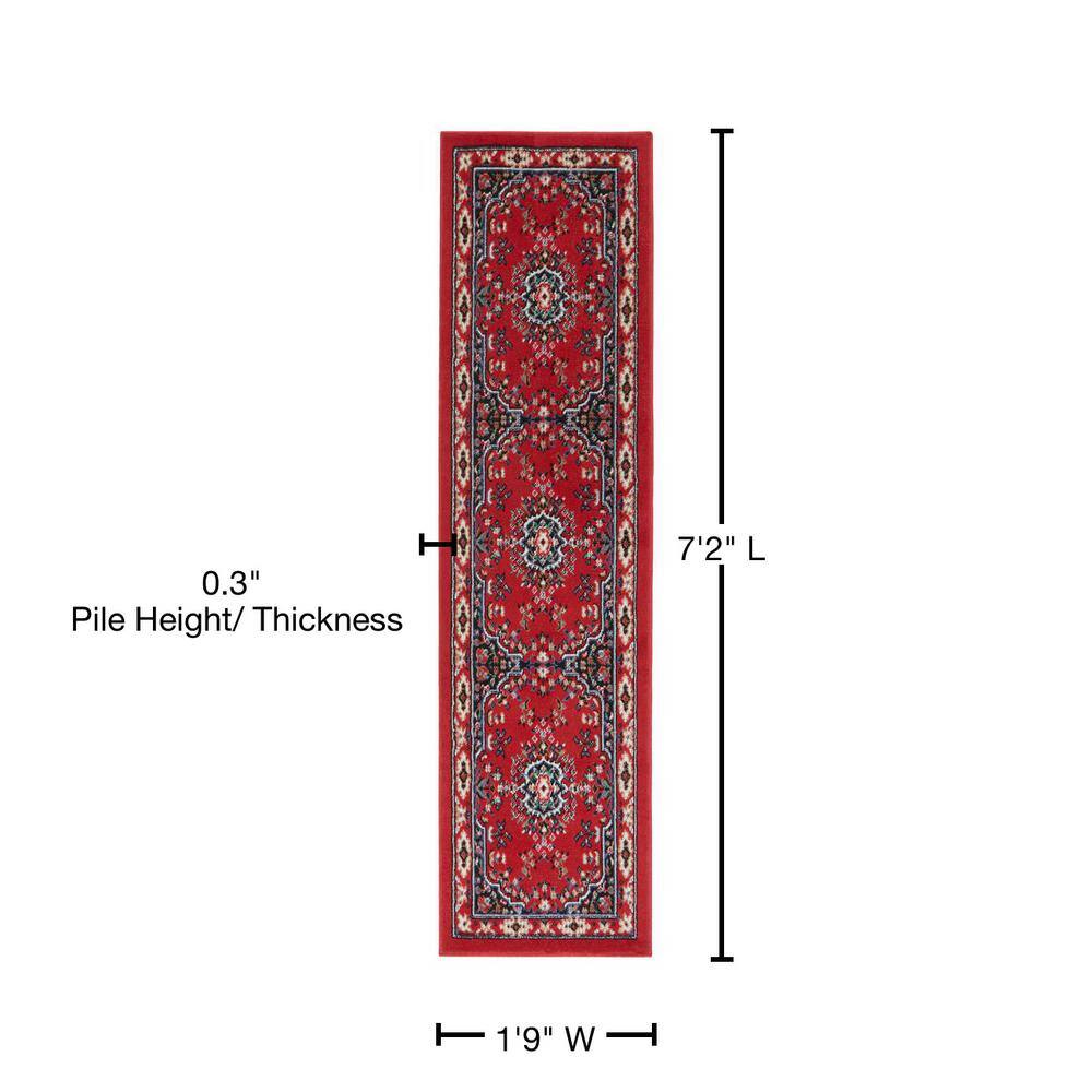 Claret Elegance 22" Washable Synthetic Runner Rug