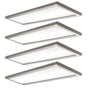 48 in. x 12 in. 3000K 4000K 5000K Rectangle Brushed Nickel Selectable LED Flush Mount Low Profile Dimmable (4-Pack)