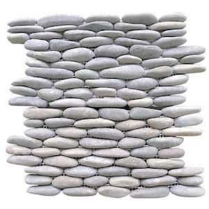 Light Grey Stacked 12 in. x 12 in. x 0.75 in. Natural Finnish Stone Pebble Wall Tile (5.0 sq. ft. / case)