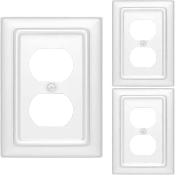 Architectural 1-Gang Classic White Duplex / Outlet Metal Wall Plate (3-Pack)