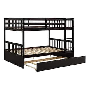 URTR Espresso Twin Over Twin/King Bunk Beds with Pull-Out Trundle ...