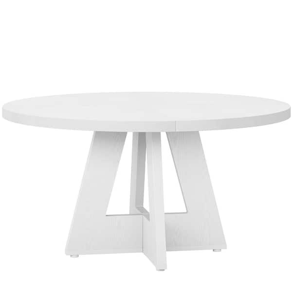 BYBLIGHT Roesler Modern White Wood 47 In. 4 Legs Round Dining Table Small Kitchen Dining Table Seats 4