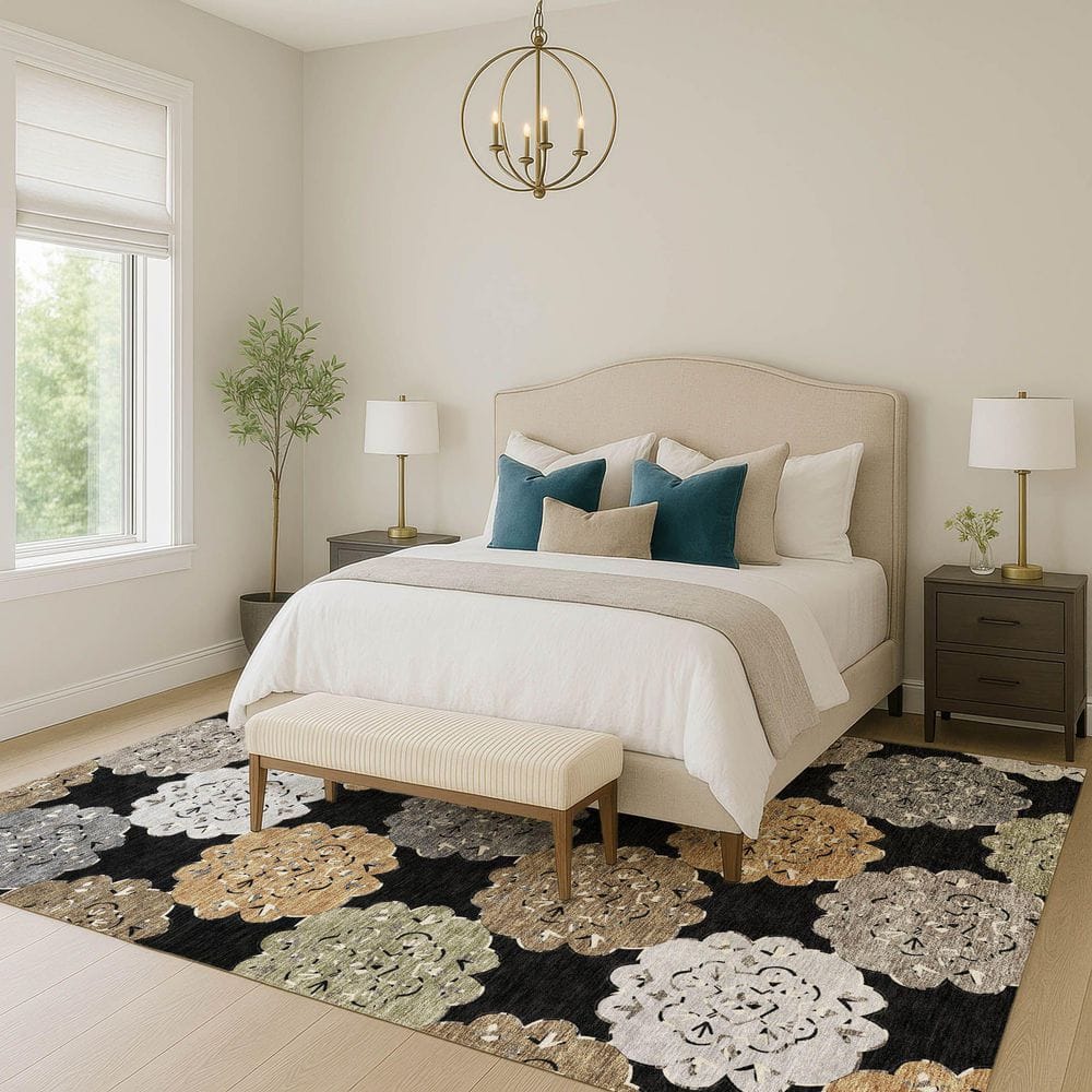 Chantille Machine Washable Indoor/Outdoor Abstract ACN2353 Black 5 ft. x 7 ft. 6 in. Area Rug price history on PriceWatchPro