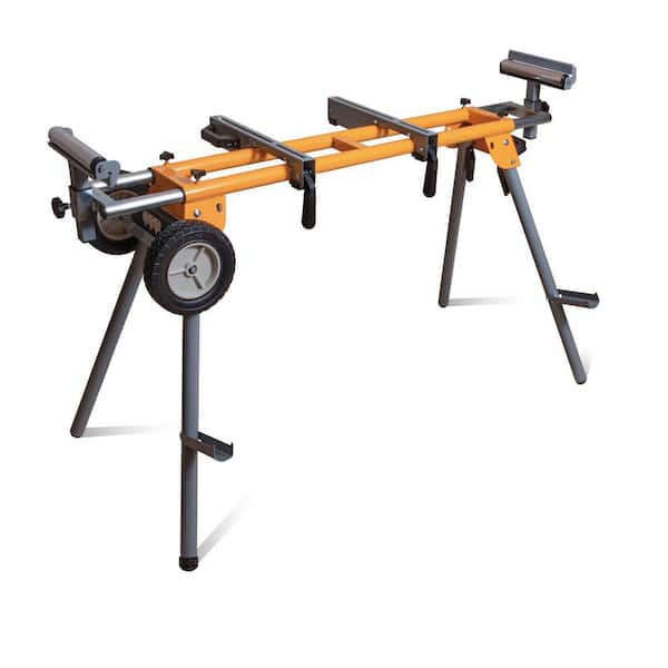 Portable Miter Saw Stand w/ Quick-release Mounting Brackets, 330Lbs Load Capacity, 8" Wheels and 3-Prong Tripple Outlets