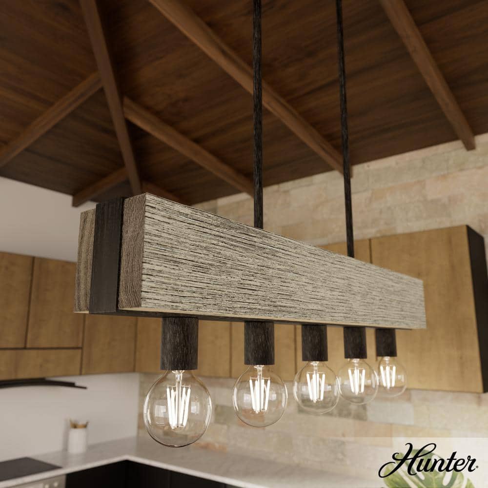 Hunter Donelson 9-Light Matte Brown Transitional Led WoodChandelier