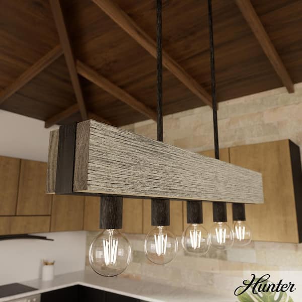Hunter Donelson 9-Light Matte Brown Transitional Led WoodChandelier