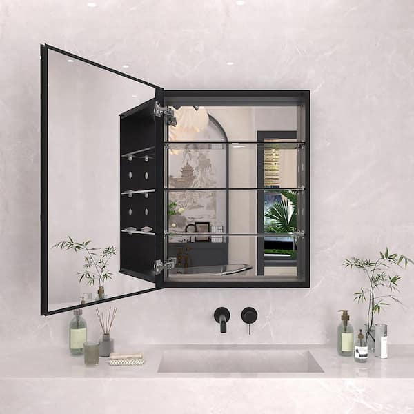 23 in. x 30 in. Frameless Recessed or Surface-Mount Beveled Single Mirror Bathroom Medicine Cabinet