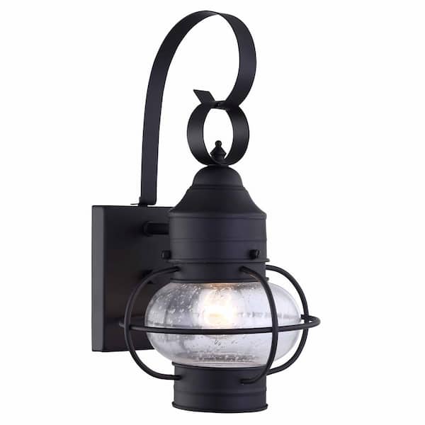 Uixe 1-Light Matte Black Hardwired Outdoor Wall Lantern Sconce