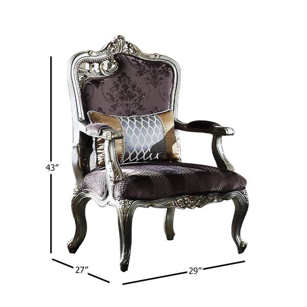 Acme Furniture Picardy Velvet and Antique Platinum Velvet Patterned Side  Chair 53467 - The Home Depot