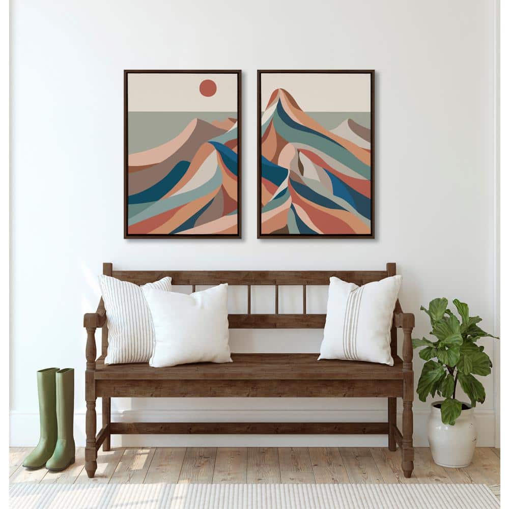 Mid-Century Modern Multicolor Mountain Landscape Canvas Set