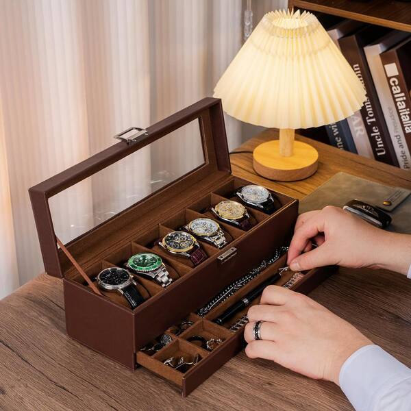 Luxury wooden 6 watch deals slot organizer box