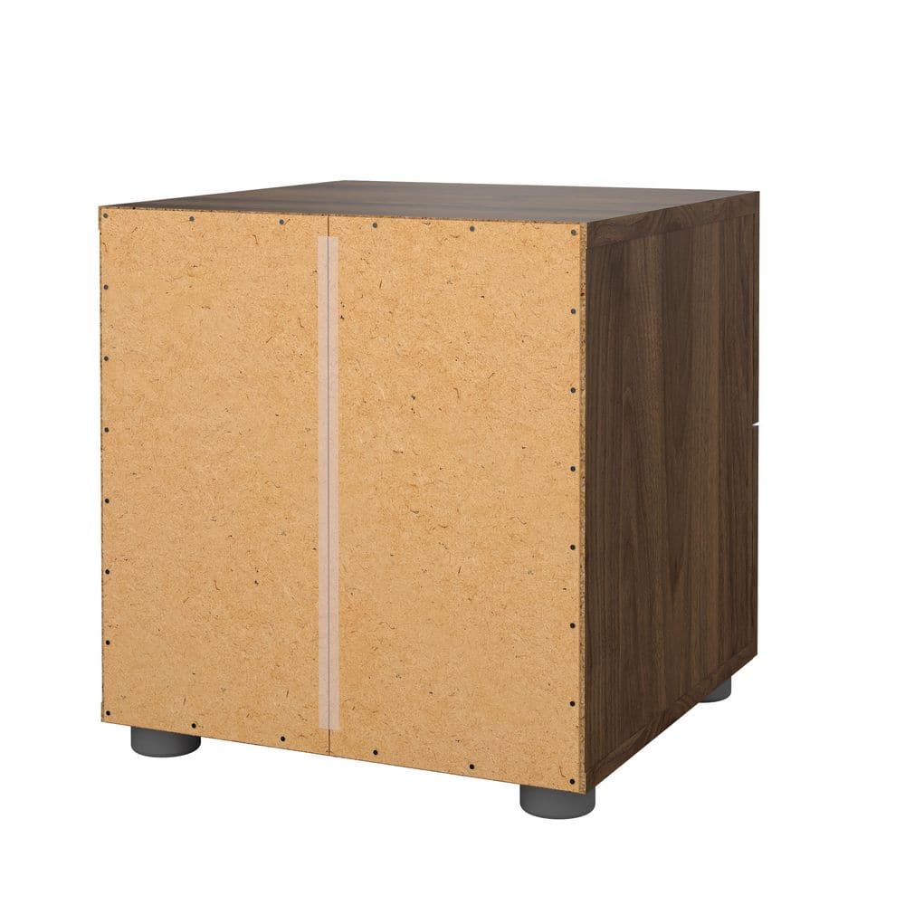 Loft-Style Chic 2-Drawer Nightstand in Walnut