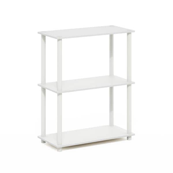 Furinno Turn-N-Tube 29.6 in. Tall White/White Wood 3-Shelf Etagere Bookcases