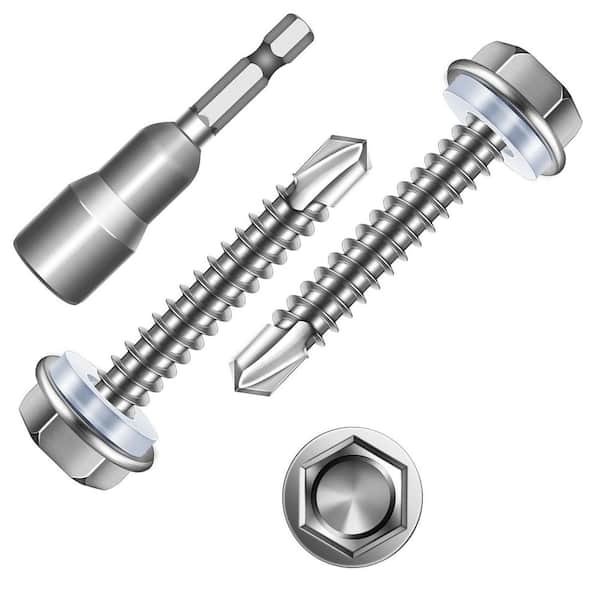 #10 x 1-1/4 in. Hex Washer Head 410 Stainless Steel Self Drilling Sheet Metal Screw (50-Pack)