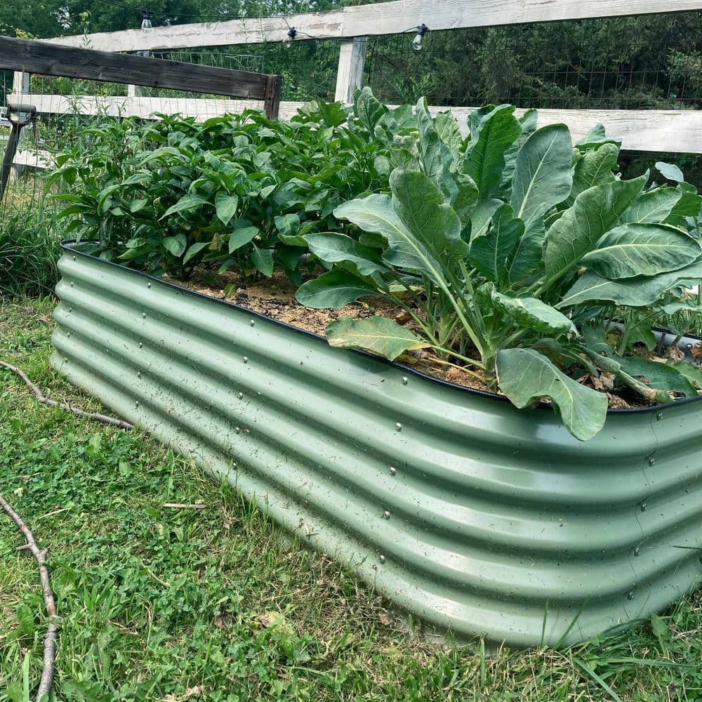 Olive Green 17" Tall Modular Metal Raised Garden Bed