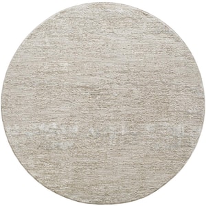 Masterpiece 7 ft. Round Light Gray/Cream Solid Color Indoor Area Rug