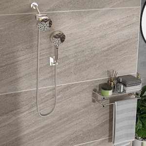 Awsome 7-Spray Patterns 4.7 in. Wall Mount Dual Shower Heads with Handheld Shower Faucet in Chrome