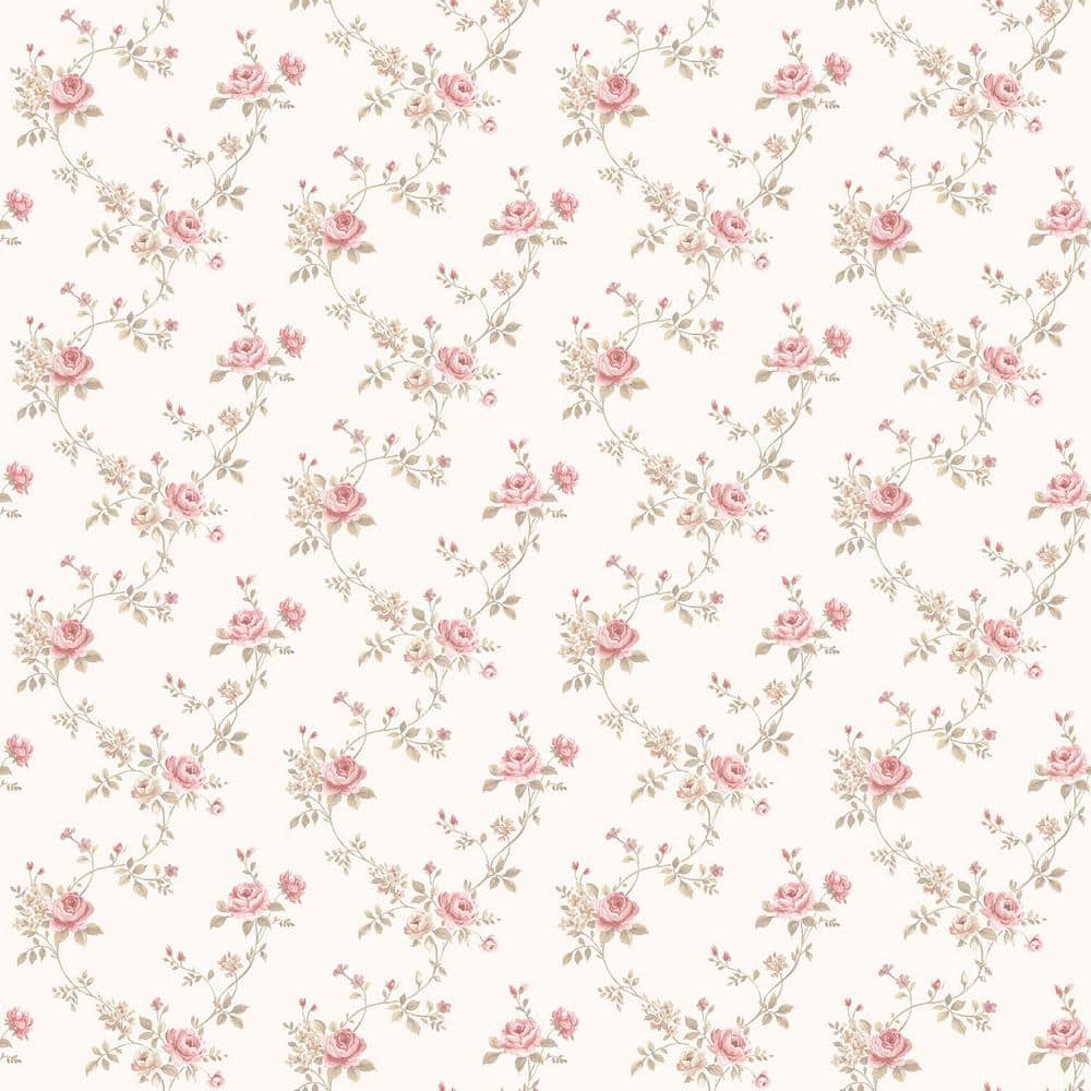 Miniatures 2-Pale Pink/Green/Ivory Rose Floral Trail Design Matte Finish No