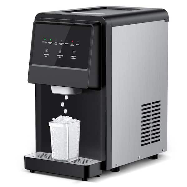 20.08 in. 55 lbs./24H Dual Water Inlet Commercial Freestanding Nugget Ice Maker in Stainless Steel w/ 5 lbs. Storage Bin
