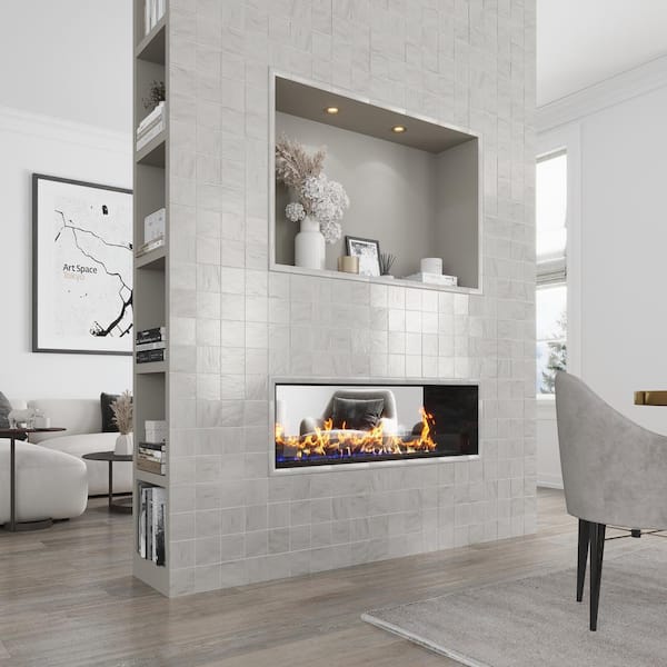 White 4 in. x 4 in. Polished and Honed Ceramic Mosaic Tile Sample