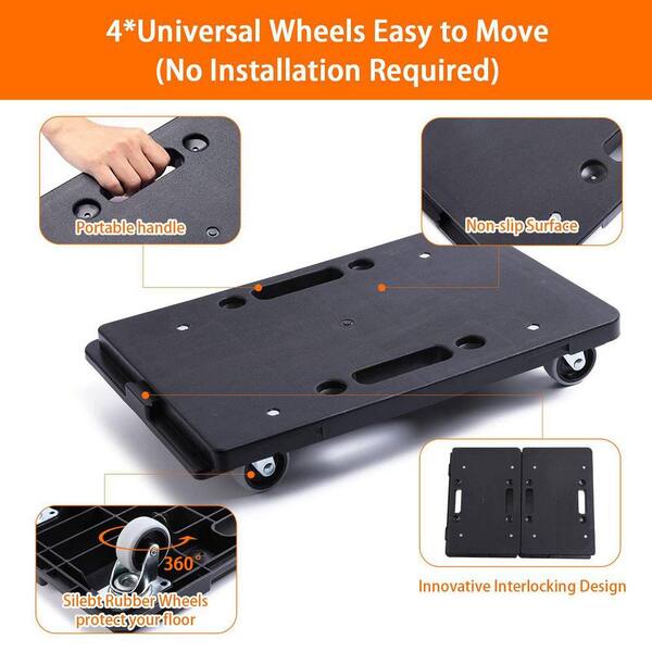 2-Pack Furniture Dollies - 500lb Capacity Moving Carts With Connectable Design & Rubber Wheels