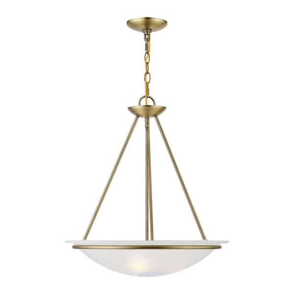 Newburgh 3-Light Antique Brass Pendant with White Alabaster Glass