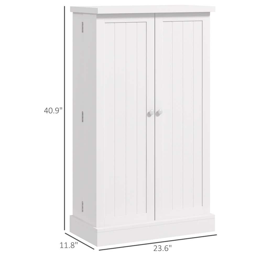 White Recessed Panel 41" Kitchen Pantry with Adjustable Shelves