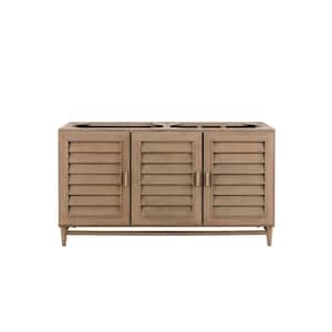 Portland 60 in. W x 33 in. H Double Vanity Cabinet Only in White Washed Walnut with Wood Knob Hardware