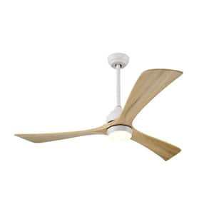52 in. LED Modern Indoor White Natural Quiet Reversible Ceiling Fan with Lights Remote Control