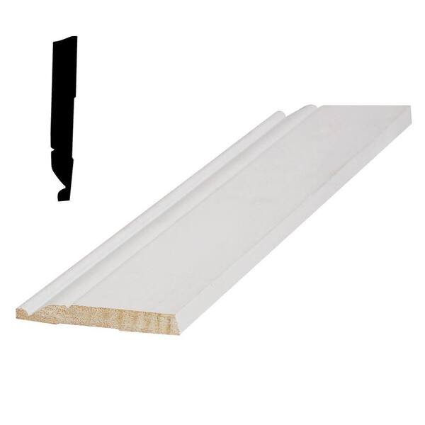 American Wood Moulding WM L162 9/16 in. x 4-1/4 in. Pine Primed Finger-Jointed Base Moulding