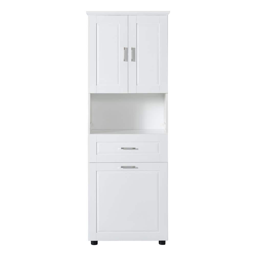 24.72 in. W x 16.29 in. D x 69.92 in. H White MDF Freestanding Linen Cabinet with Laundry Basket price history on PriceWatchPro