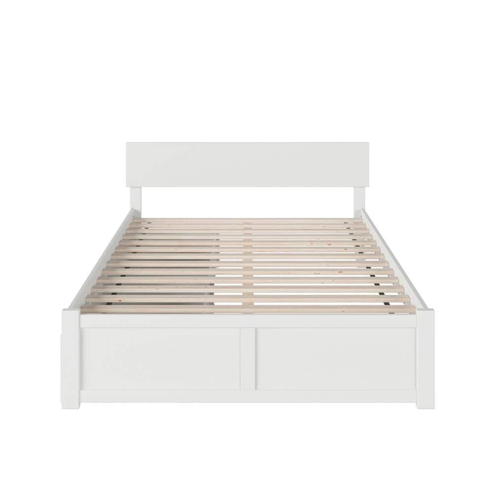 Orlando Queen White Eco-Friendly Hardwood Bed with Storage Drawers