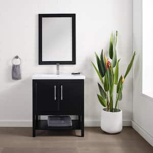 Taylor 30 in. W x 18.5 in. D x 34.5 in. H Bath Vanity in Black with Ceramic Vanity Top in White with White Sink