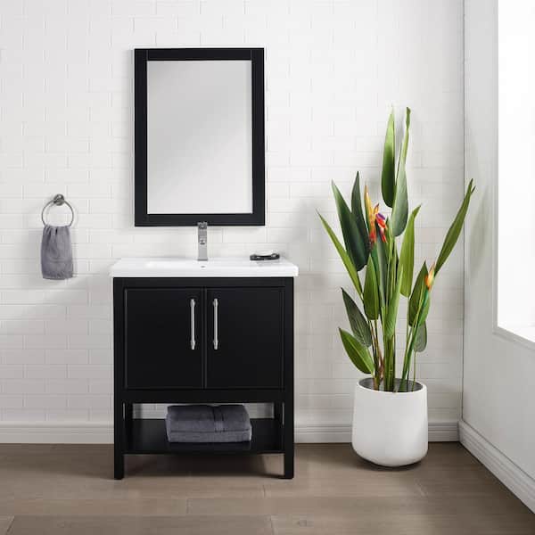 SUDIO Taylor 30 in. W x 18.5 in. D x 34.5 in. H Bath Vanity in Black with Ceramic Vanity Top in White with White Sink