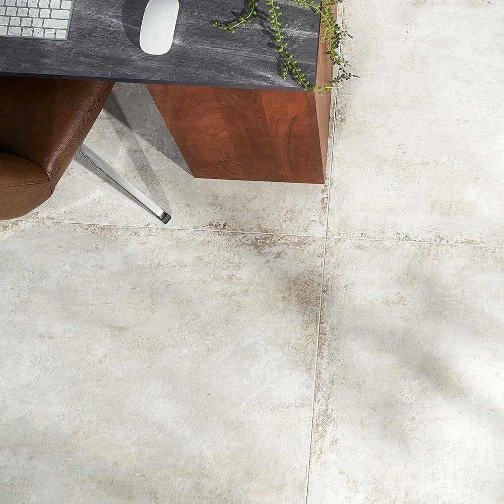 Large Format Beige Matte Porcelain Stone Look Floor and Wall Tile
