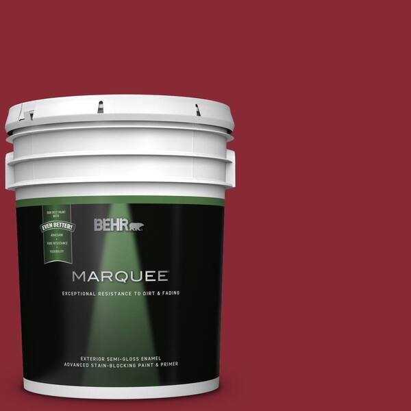 BEHR MARQUEE 5 gal. #UL110-20 Apple Polish Semi-Gloss Enamel Exterior Paint and Primer in One