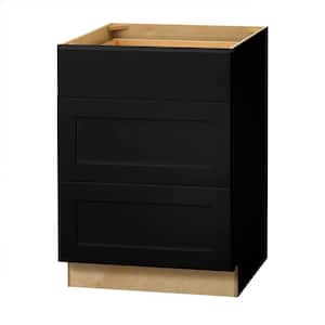 Avondale 24 in. W x 24 in. D x 34.5 in. H Ready to Assemble Plywood Shake Drawer Base Kitchen Cabinet in Raven Black