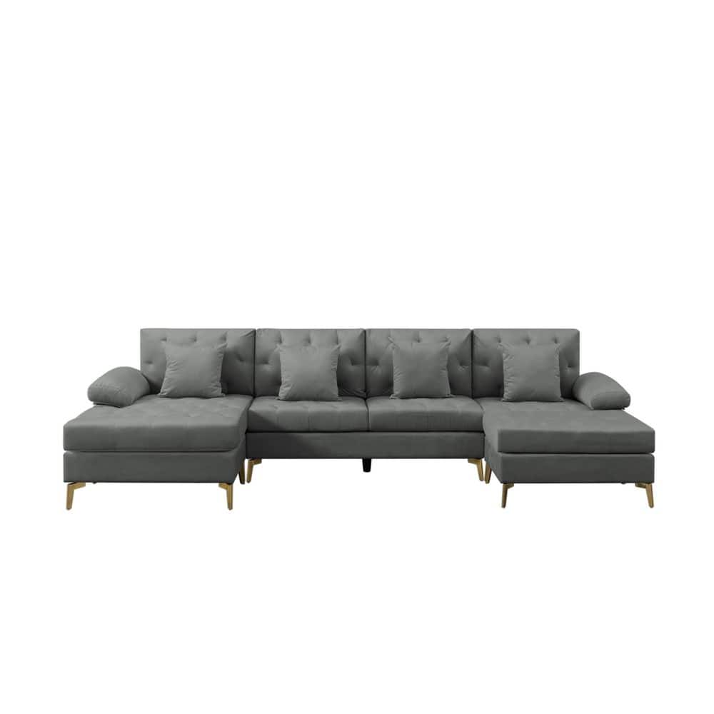 Modern Luxury 127 in. W 4Piece Velvet UShaped Sectional Sofa with